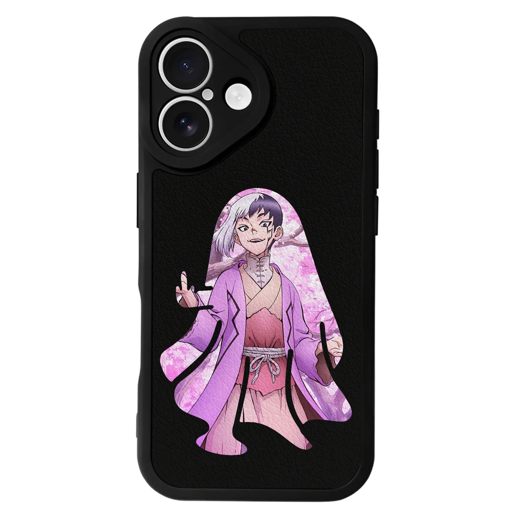 ドクターストーン グッズ,ゲン 銀狼 - IPhone 16シリーズ対応 ・ シリコンスマホケース ・ レザー調 ・ 高精度フィット ・ 耐衝撃 ・ ワイヤレス充電対応 ・ 精密カット